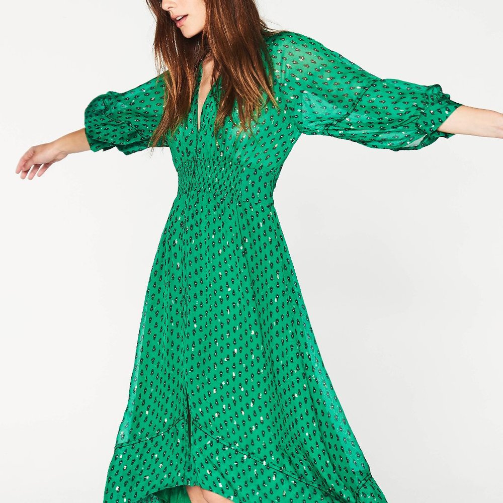 BA&SH Cyana midi dress in VERT/Green